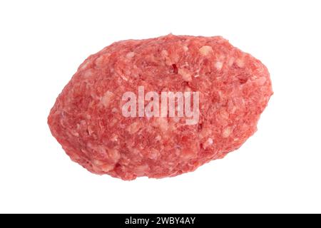 raw fresh minced meat, pork, beef or mixed forcemeat isolated on white background with clipping path, meat is ready to cook lasagna or meatballs Stock Photo