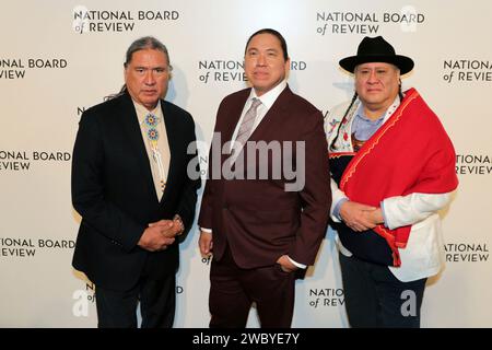 Ciprianis, New York, USA, January 11, 2024 - Talee Red Corn, William Belleau, and Yancey Red Corn attends the National Board of Review Annual Awards Gala 2024 at Cipriani 42nd Street in New York City. Photo: Giada Papini Rampelotto/EuropaNewswire Editorial Use Only. Not for Commercial USAGE! Stock Photo