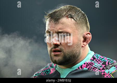 Swansea, UK. 12th January 2024.   Sam Parry of Ospreys during the European Challenge Cup match between Ospreys and Perpignan at the Swansea.com Stadium in Swansea on 12th January 2024.   This image may only be used for Editorial purposes. Editorial use only.  Credit: Ashley Crowden/Alamy Live News Stock Photo