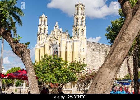 Merida Mexico,centro historico central historic district,Saint John Baptist San Juan Bautista,Catholic church,outside exterior,building front entrance Stock Photo