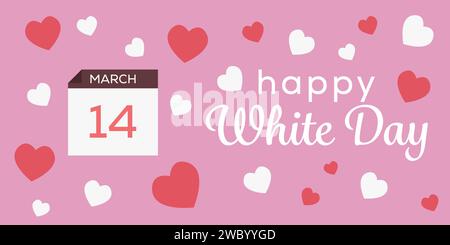 happy white day horizontal banner illustration in flat design style Stock Vector