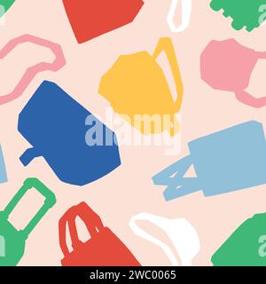 Silhouette Colorful Seamless pattern of Bags Flat Style Vector Illustration Pink Background 3600 x 3600 Pixels Stock Vector