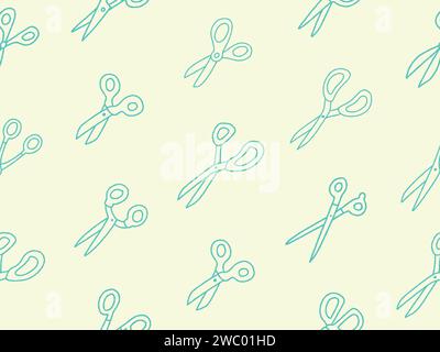 Simple Outline Vector Scissors Seamless Pattern Illustration Stock Vector