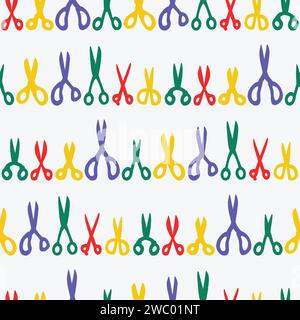 Vector Colorful Silhouette Scissors Seamless Pattern Illustration Stock Vector