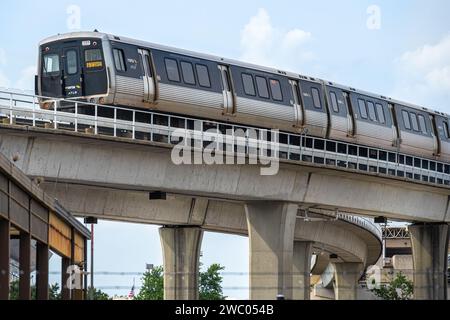 MARTA rapid transit train at the Hartsfield-Jackson Atlanta International Airport Station in Atlanta, Georgia. (USA) Stock Photo