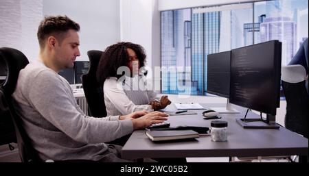 Business Team Working On Computer. Software App Development Stock Photo