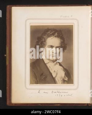 Photo production of a painted portrait by Ludwig van Beethoven by Carl Jaeger, Friedrich Bruckmann, after Carl Jaeger, 1870 - 1890 photograph. cabinet photograph This photo is part of an album.  cardboard. photographic support albumen print portrait of composer. historical persons. picture, painting Stock Photo