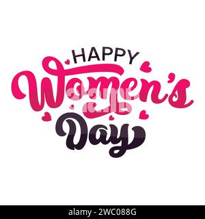 happy womens day lettering card with diversity girls characters vector ...