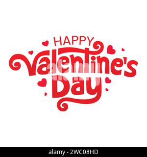 Happy valentine's day cute lettering vector greeting card. Vector illustration. Wallpaper, flyers, invitation, posters, brochure, banners. Valentine d Stock Vector