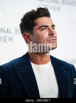 New York, United States. 11th Jan, 2024. Zac Efron is posing for a photo during the National Board of Review Awards Gala in New York, United States, on January 12, 2024. (Photo by John Nacion/NurPhoto)0 Credit: NurPhoto SRL/Alamy Live News Stock Photo