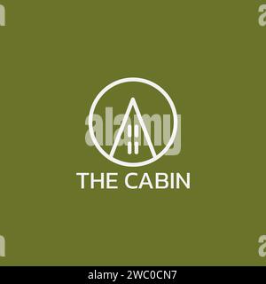 Triangular cabin logo in a circle. Stock Vector