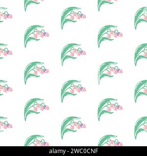 Plant with heart shaped flowers. Seamless pattern for designing goods for Valentines Day, wedding, date. Romantic motive. Vector illustration. Stock Vector