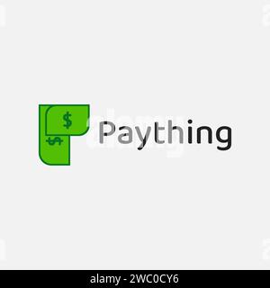 Payment application logo in the form of money and the letter P. Stock Vector