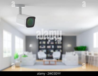 3d rendering security camera or cctv camera for house security Stock Photo
