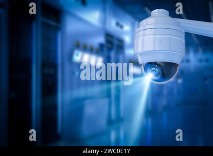 3d rendering security camera or cctv camera in factory Stock Photo