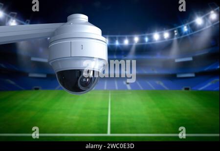 3d rendering security camera or cctv camera in stadium Stock Photo
