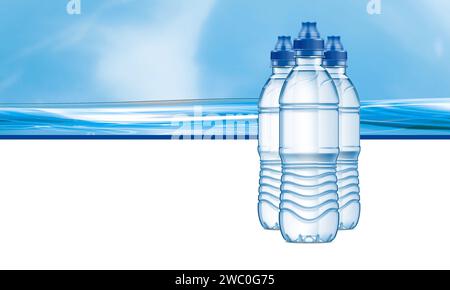 Plastic Water Bottle Mockup. 3D Rendering Stock Photo