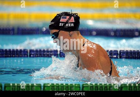 US swimmer Emily Silver competes in the World Short Course Swimming Championships at the MEN Arena in Manchester, England,  2008 Stock Photo