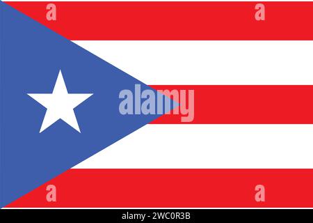 High detailed flag of Puerto Rico. National Puerto Rico flag. North America. 3D illustration. Stock Vector