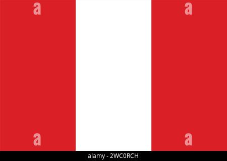 High detailed flag of Peru. National Peru flag. South America. 3D illustration. Stock Vector