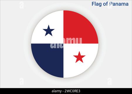 High detailed flag of Panama. National Panama flag. North America. 3D illustration. Stock Vector