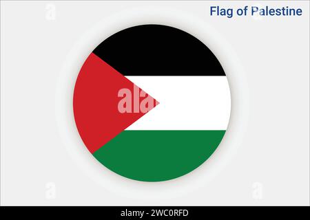 High detailed flag of Palestine. National Palestine flag. Asia. 3D illustration. Stock Vector