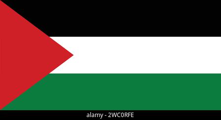 High detailed flag of Palestine. National Palestine flag. Asia. 3D illustration. Stock Vector