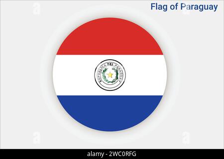 High detailed flag of Paraguay. National Paraguay flag. South America. 3D illustration. Stock Vector
