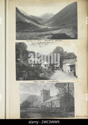 Exterior of St Oswald's Church in Grasmere, seen over a water, 1898 photograph Part of Reisalbum with photos of sights in England and France. Grasmere paper. photographic support  church (exterior) Lake District. Grasmere Stock Photo