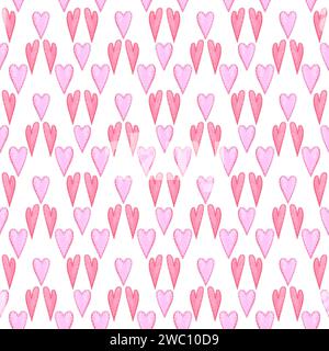 Hand drawn watercolor valentine seamless pattern with hearts isolated on white background. Can be used for textile, fabric, wrapping paper and other p Stock Photo