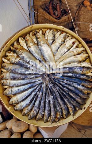 Fish display at shop window near Plaza de la Corredera in Cordoba, Andalusia, Spain Stock Photo