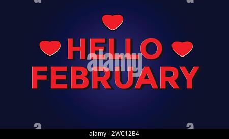 3d editable text effect February Stock Vector