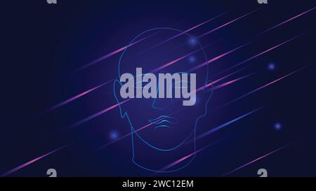 Artificial intelligence in the human head AI Digital Brain Big data analytics face of cyber mind Stock Vector