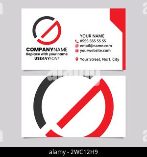 Red and Black Business Card Template with Circle Letter G Logo Icon Over a Light Grey Background Stock Vector