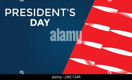 US President's Day celebration banner with waving American flag. United States Presidents Day holiday background Stock Vector