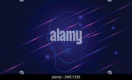 Artificial intelligence in the human head AI Digital Brain Big data analytics face of cyber mind Stock Vector