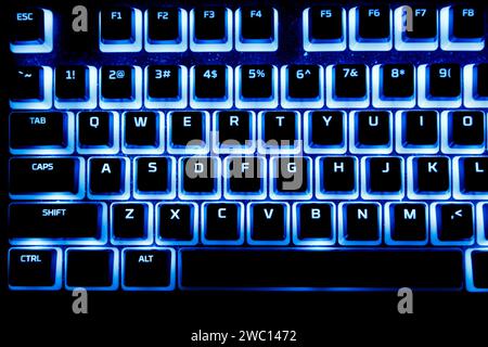 RGB gaming mechanical keyboard with colorful led keys Stock Photo