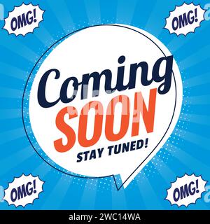 coming soon bubble speech pop art design vector Stock Vector