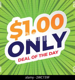 only 1 dollar bubble speech pop art style vector image Stock Vector