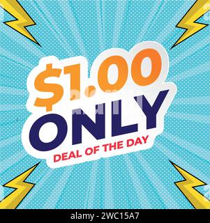 only 1 dollar bubble speech pop art style vector image Stock Vector