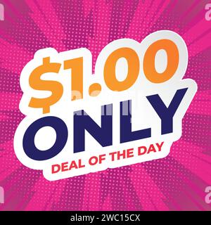 only 1 dollar bubble speech pop art style vector image Stock Vector