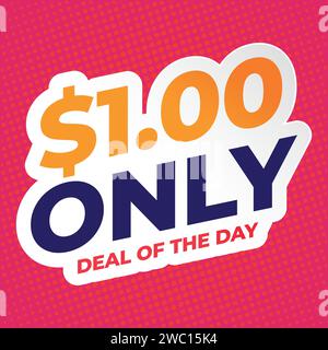 only 1 dollar bubble speech pop art style vector image Stock Vector