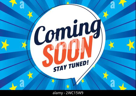 coming soon bubble speech pop art design vector Stock Vector