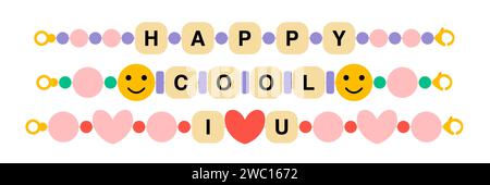 Cool trendy beaded bracelets set Stock Vector