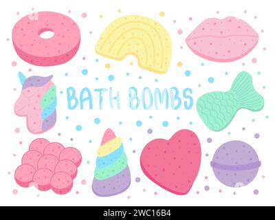 Bath bombs vector flat set Stock Vector