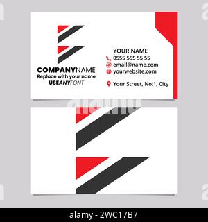 Red and Black Business Card Template with Triangular Flag Shaped Letter B Logo Icon Over a Light Grey Background Stock Vector
