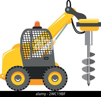 Mobile Drilling Rig Truck Icon in Flat Style. Stock Vector