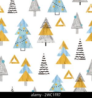 Seamless abstract Christmas trees pattern. Vector holiday background Stock Vector