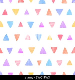 Colorful triangle pattern. Vector seamless geometric background with watercolor triangles Stock Vector