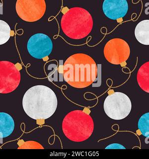 Seamless Christmas pattern with colorful christmas balls. Holiday background Stock Vector